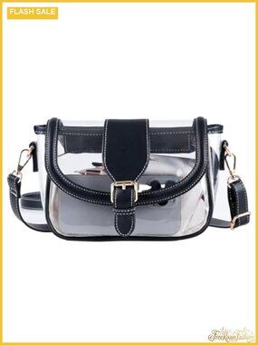 Clear Stadium Crossbody Purse PVC Vegan Leather Trim